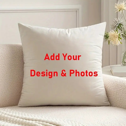 Customizable Polyester Throw Pillow Cover, Zippered Pillowcase with Personal Photo Print Perfect for Living Room, Bedroom, Office, Home decor