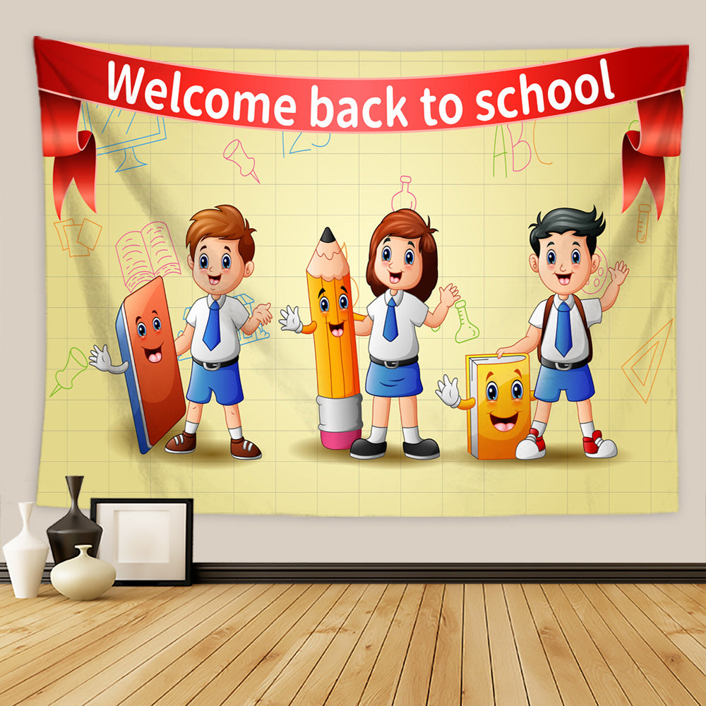 Customizable Back to School Season Welcome Back to School" Photography Background Cloth Perfect for Classroom Decor, First Day of School Parties & Photo Booths