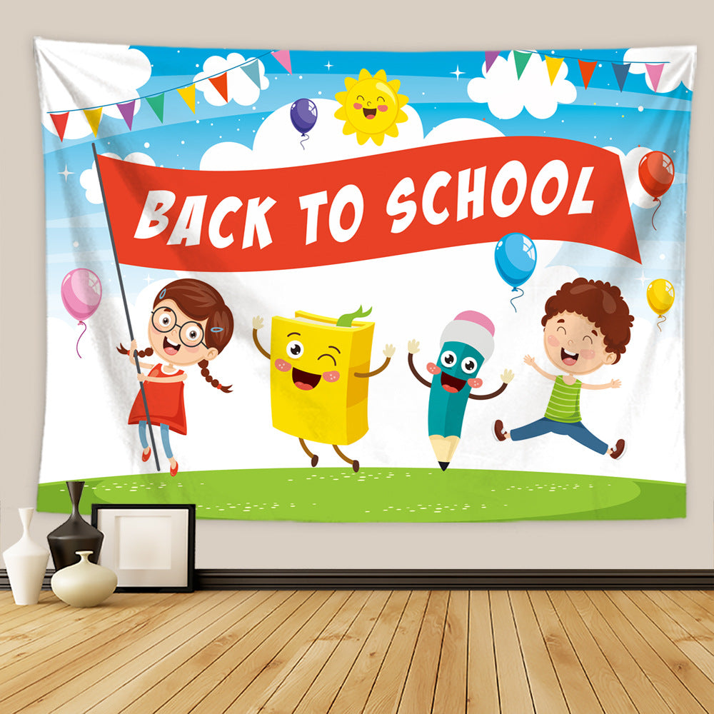 Customizable Back to School Season Welcome Back to School" Photography Background Cloth Perfect for Classroom Decor, First Day of School Parties & Photo Booths