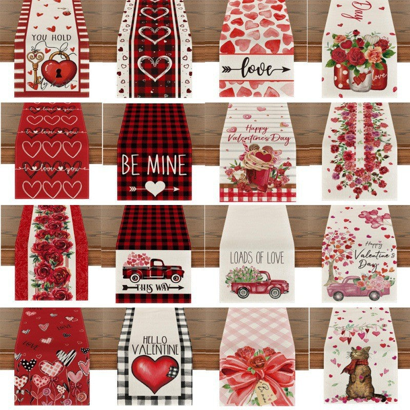 Customizable Valentine'S Day Table Runner, for Romantic Dining & Anniversary, Kitchen & Restaurant Decor, 13x72 Inch