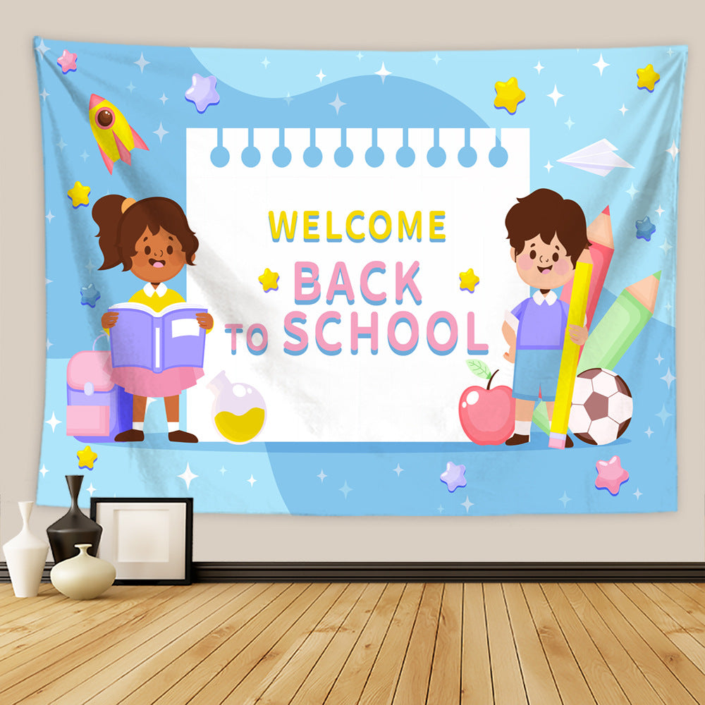 Customizable Back to School Season Welcome Back to School" Photography Background Cloth Perfect for Classroom Decor, First Day of School Parties & Photo Booths