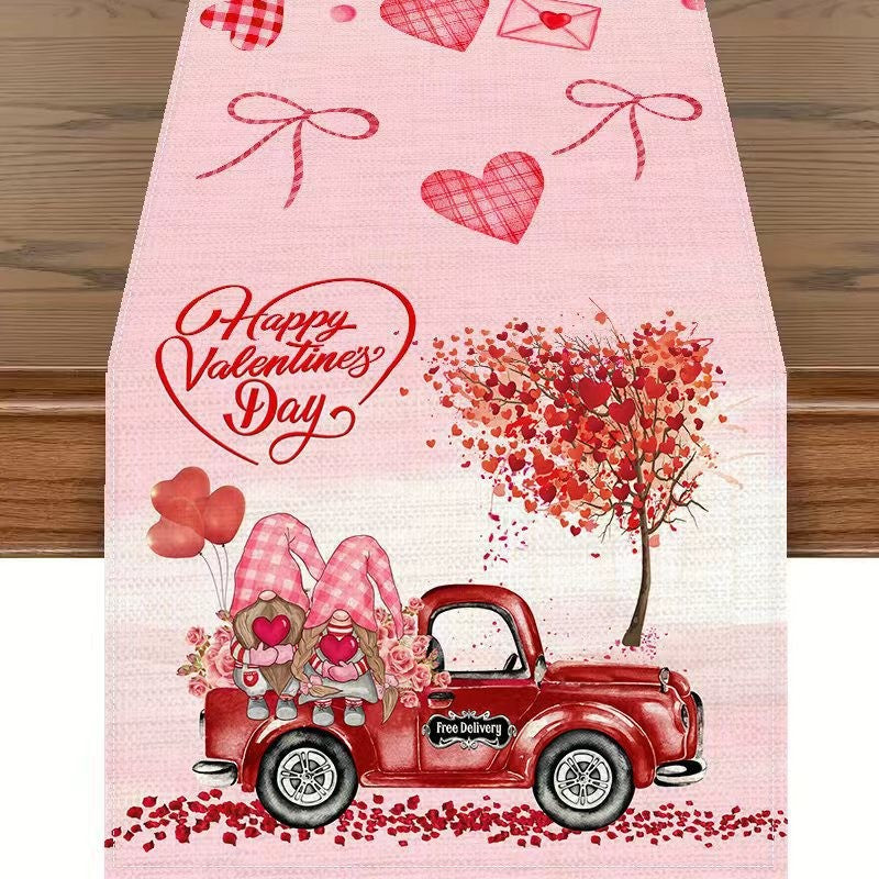 Customizable Valentine'S Day Table Runner, for Romantic Dining & Anniversary, Kitchen & Restaurant Decor, 13x72 Inch