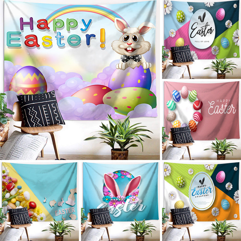 Customizable Easter Bunny & Eggs Party Banner Spring Easter Backdrop Perfect for Indoor/Outdoor Celebrations, Festive Photo Backdrop