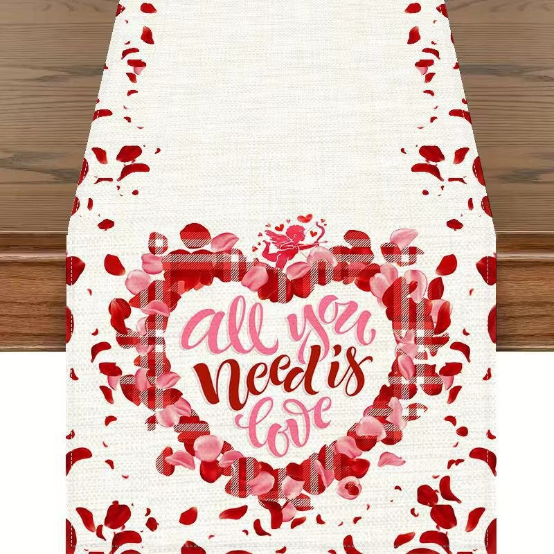 Customizable Valentine'S Day Table Runner, for Romantic Dining & Anniversary, Kitchen & Restaurant Decor, 13x72 Inch