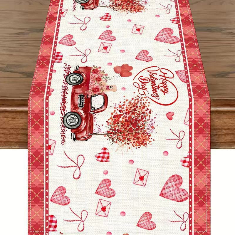 Customizable Valentine'S Day Table Runner, for Romantic Dining & Anniversary, Kitchen & Restaurant Decor, 13x72 Inch