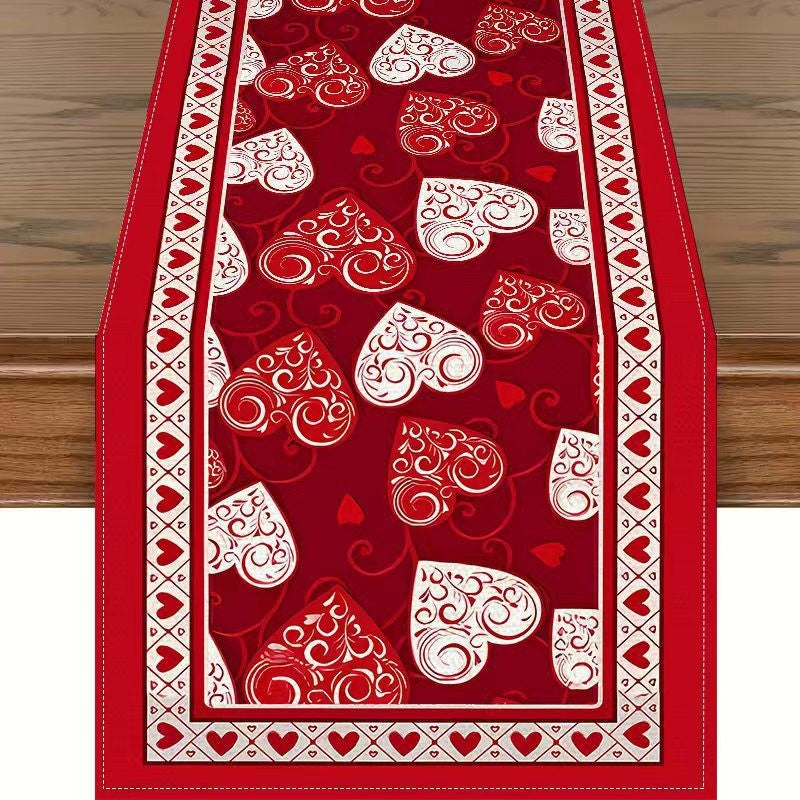 Customizable Valentine'S Day Table Runner, for Romantic Dining & Anniversary, Kitchen & Restaurant Decor, 13x72 Inch