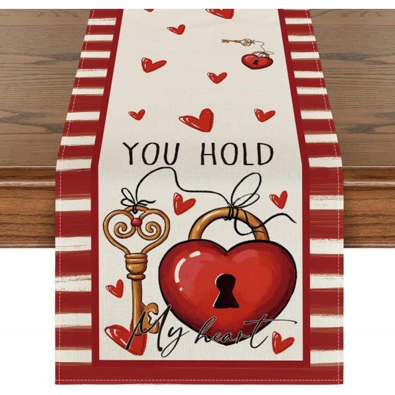 Customizable Valentine'S Day Table Runner, for Romantic Dining & Anniversary, Kitchen & Restaurant Decor, 13x72 Inch